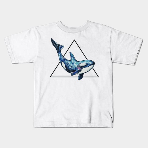 Geometric cosmic orca Kids T-Shirt by Prettielilpixie